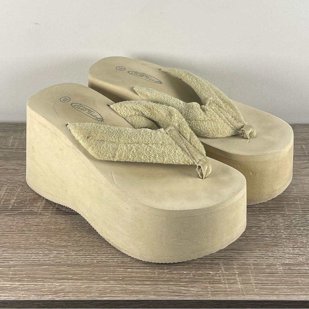 Y2K Lower East Side Platform Flip Flop Wedge Thong Sandals - Size 6.5